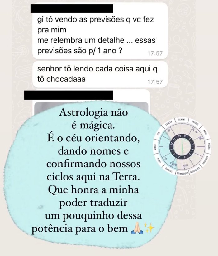 Depoimento em conversa de WhatsApp