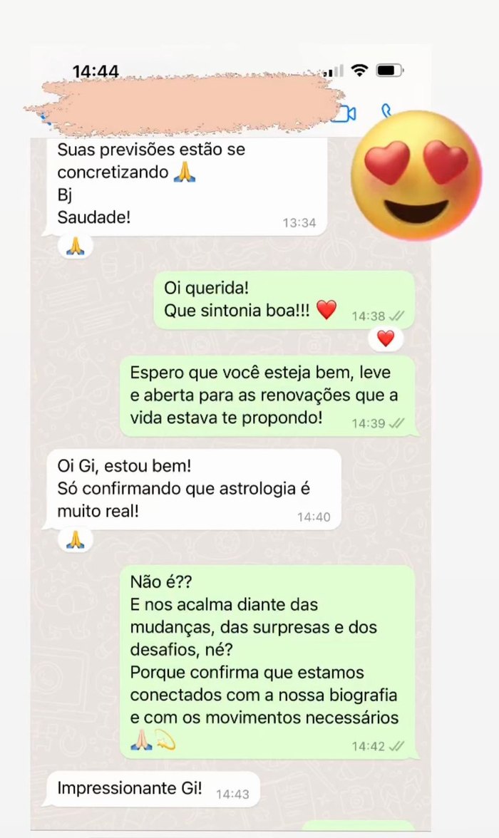 Depoimento em conversa de WhatsApp